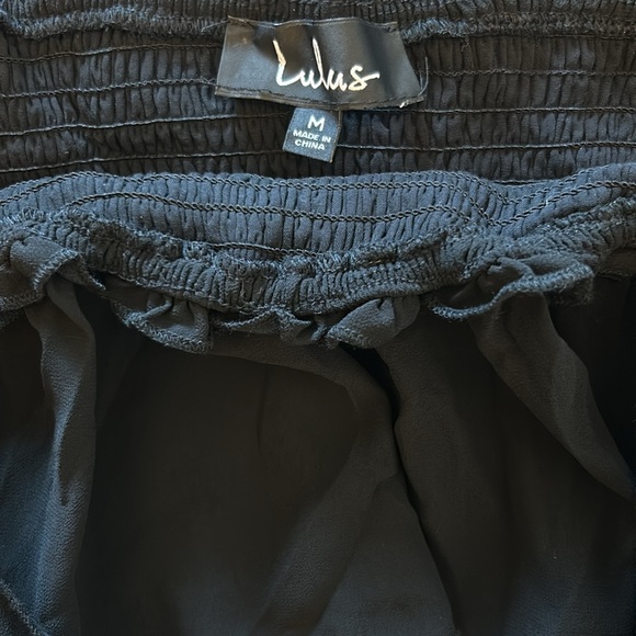 Lulus Like a Fairy Tale Black Maxi Dress M Smocked Tiered Tie Strap Boho Formal - Picture 8 of 10